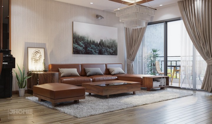 Mẫu sofa gỗ óc chó