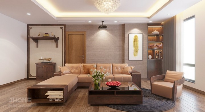 Mẫu sofa gỗ óc chó
