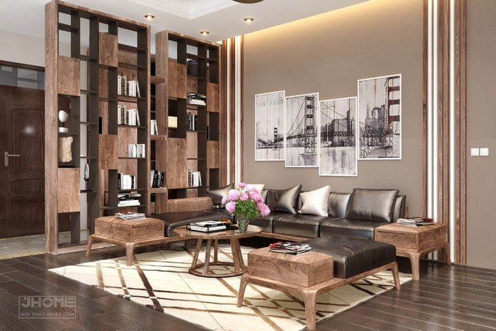 Mẫu sofa gỗ óc chó