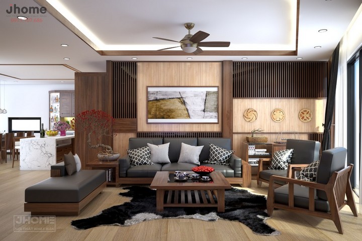 Mẫu sofa gỗ óc chó