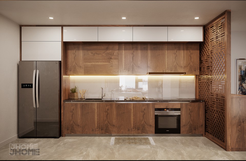 Tủ bếp gỗ óc chó