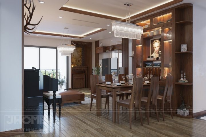 bàn ghế ăn gỗ óc chó có độ bền cao