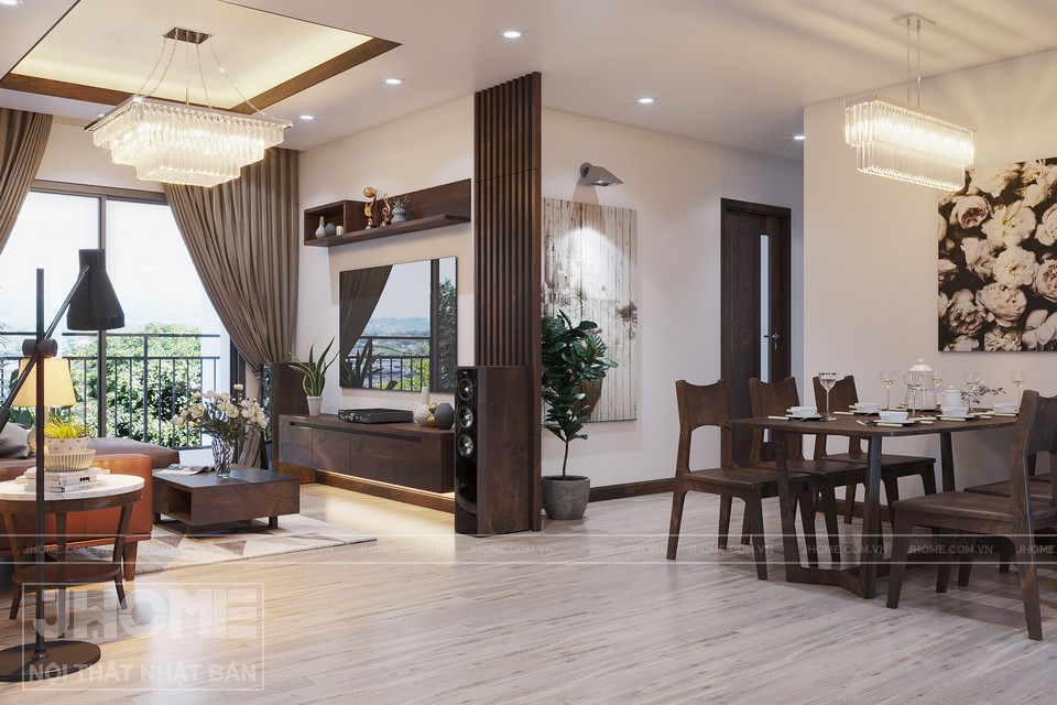 nội thất màu gỗ óc chó cho không gian sang trọng