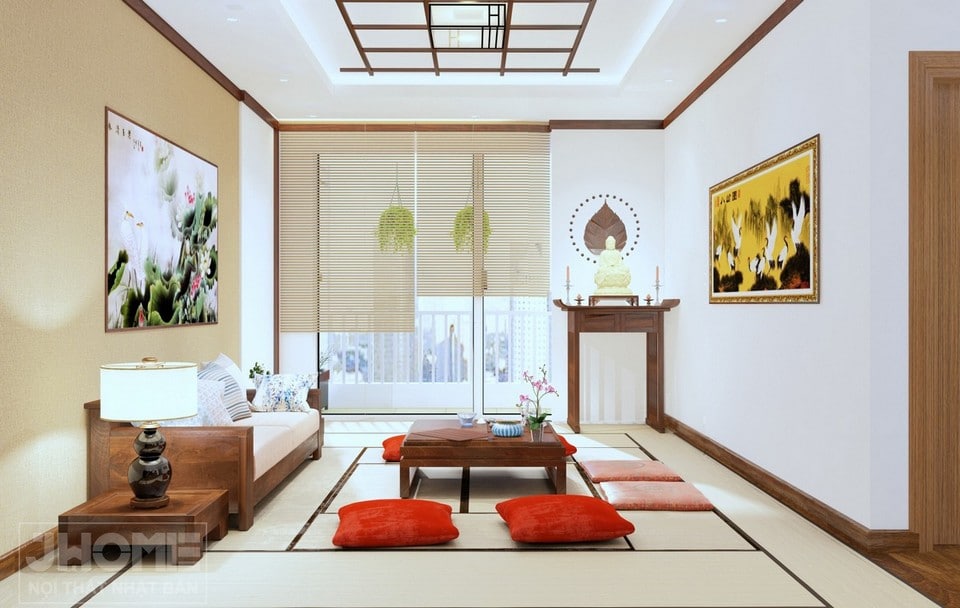 phòng khách phong cách Nhật Bản chung cư Ngoại giao đoàn